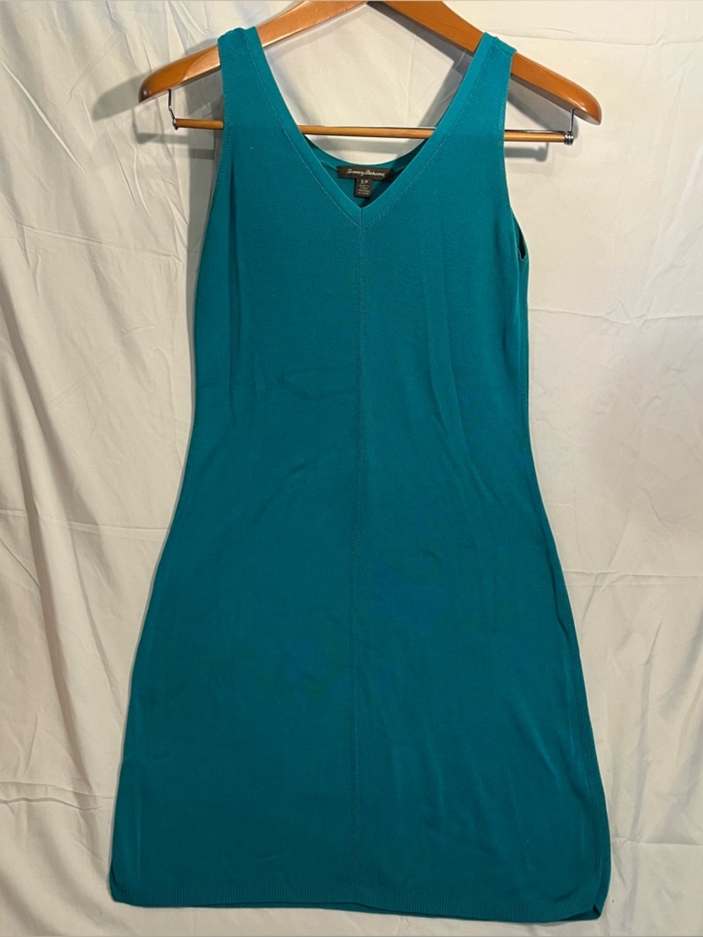 TOMMY BAHAMA Blue V-Neck Knit Tunic Tank Top Mini Dress S = 4/6 Beach Boho